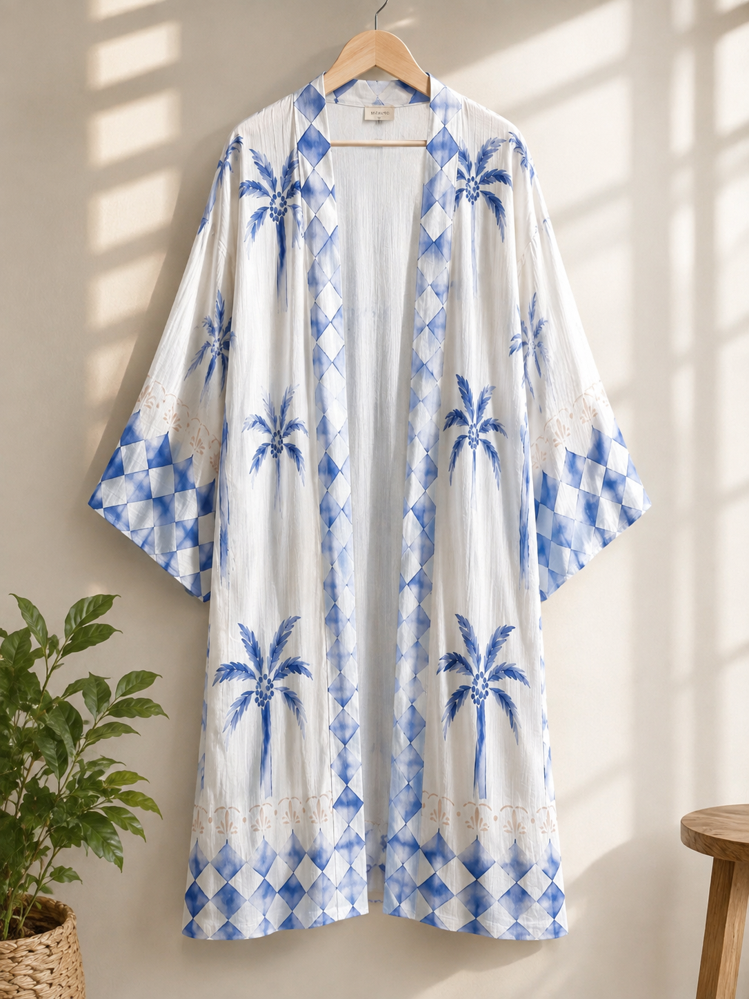 Santorini Blue Palm Kimono