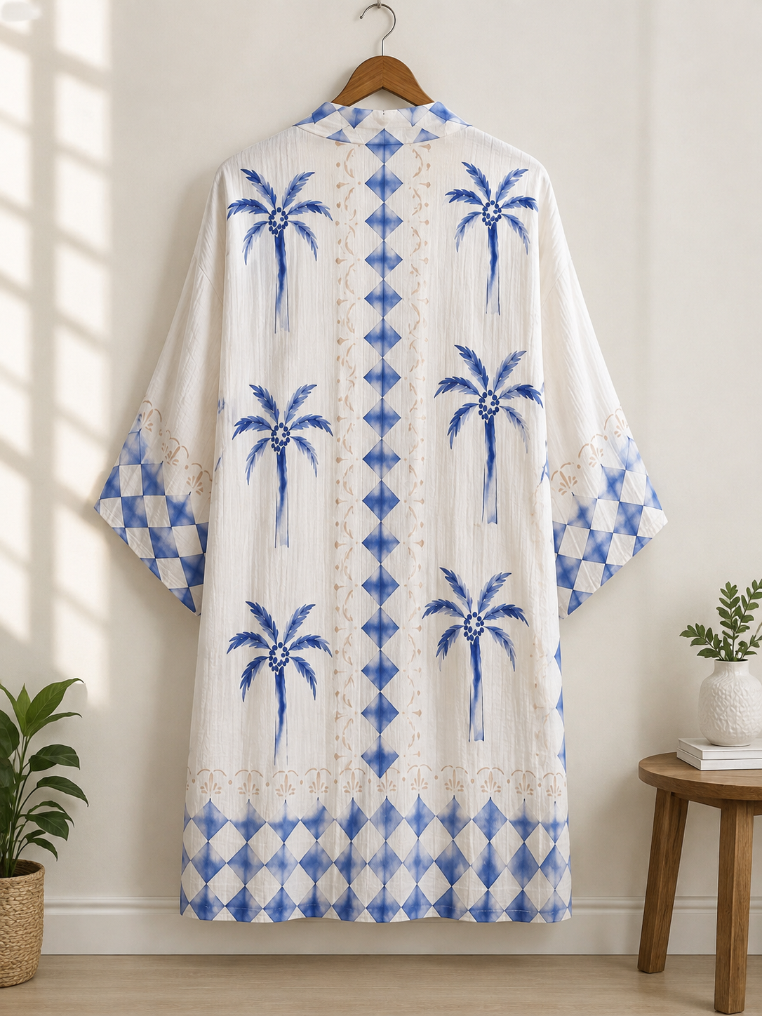 Santorini Blue Palm Kimono