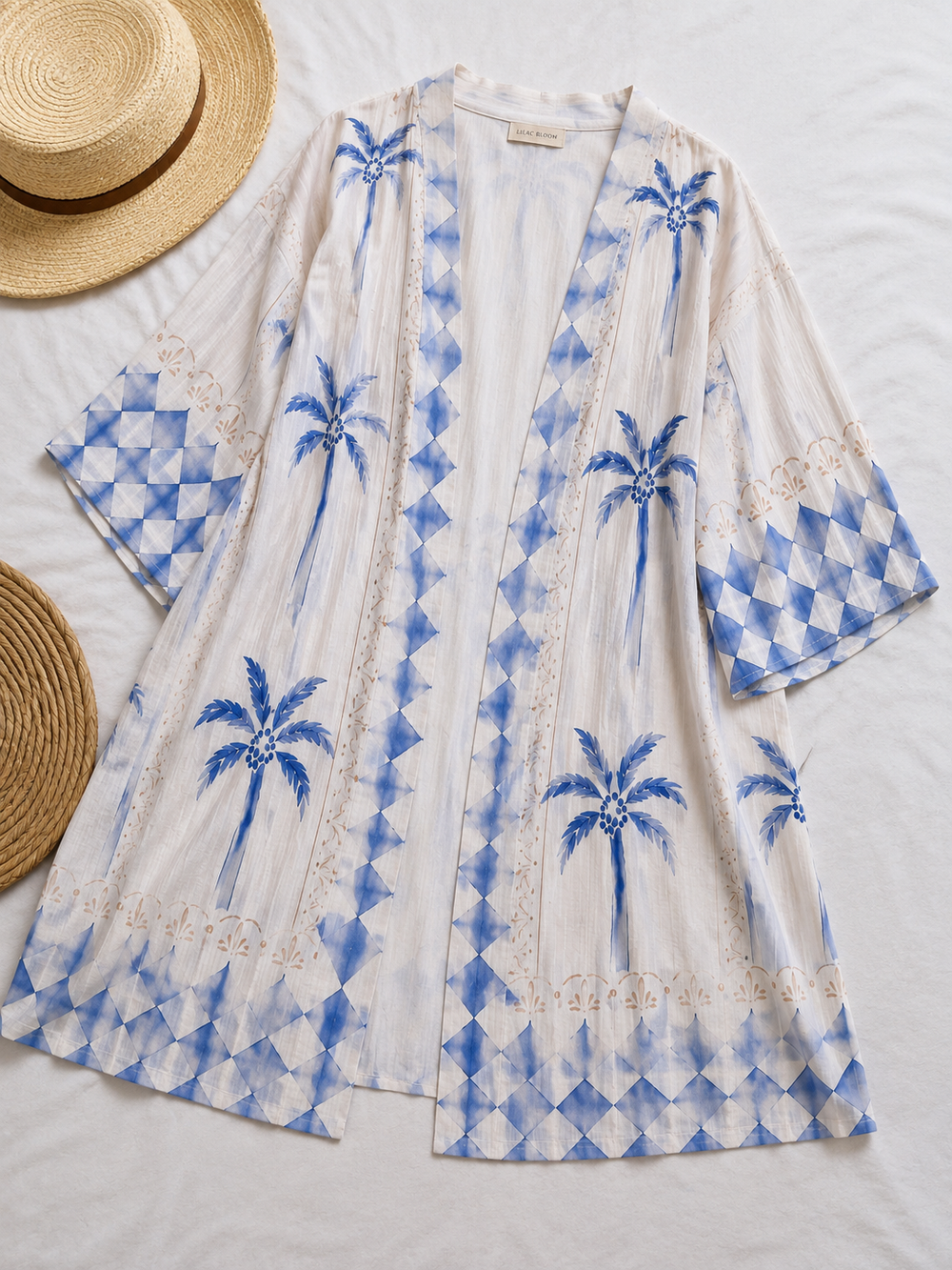 Santorini Blue Palm Kimono