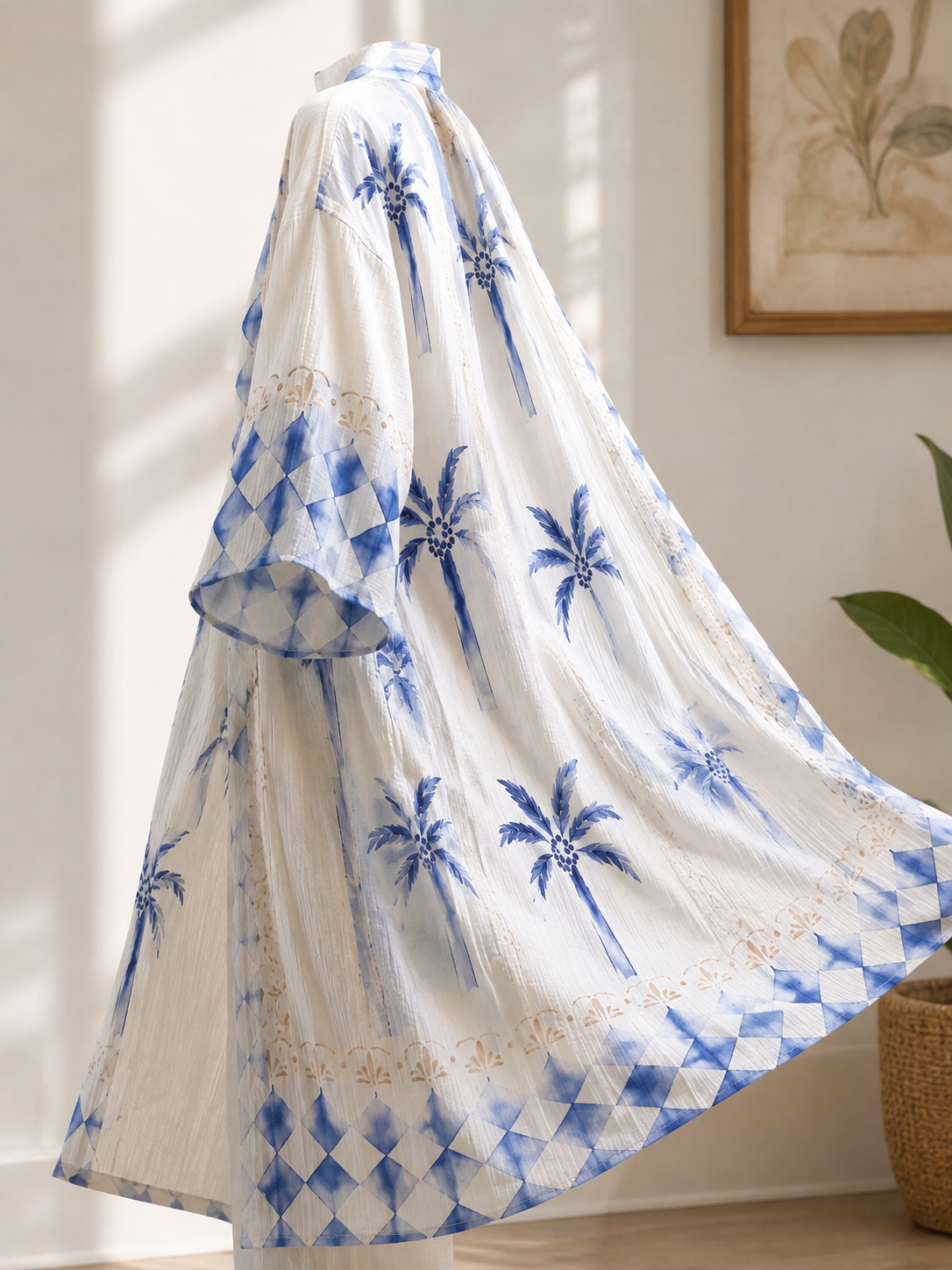 Santorini Blue Palm Kimono