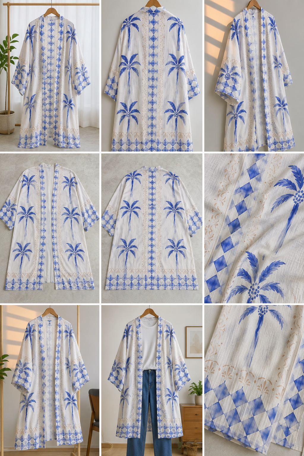 Santorini Blue Palm Kimono