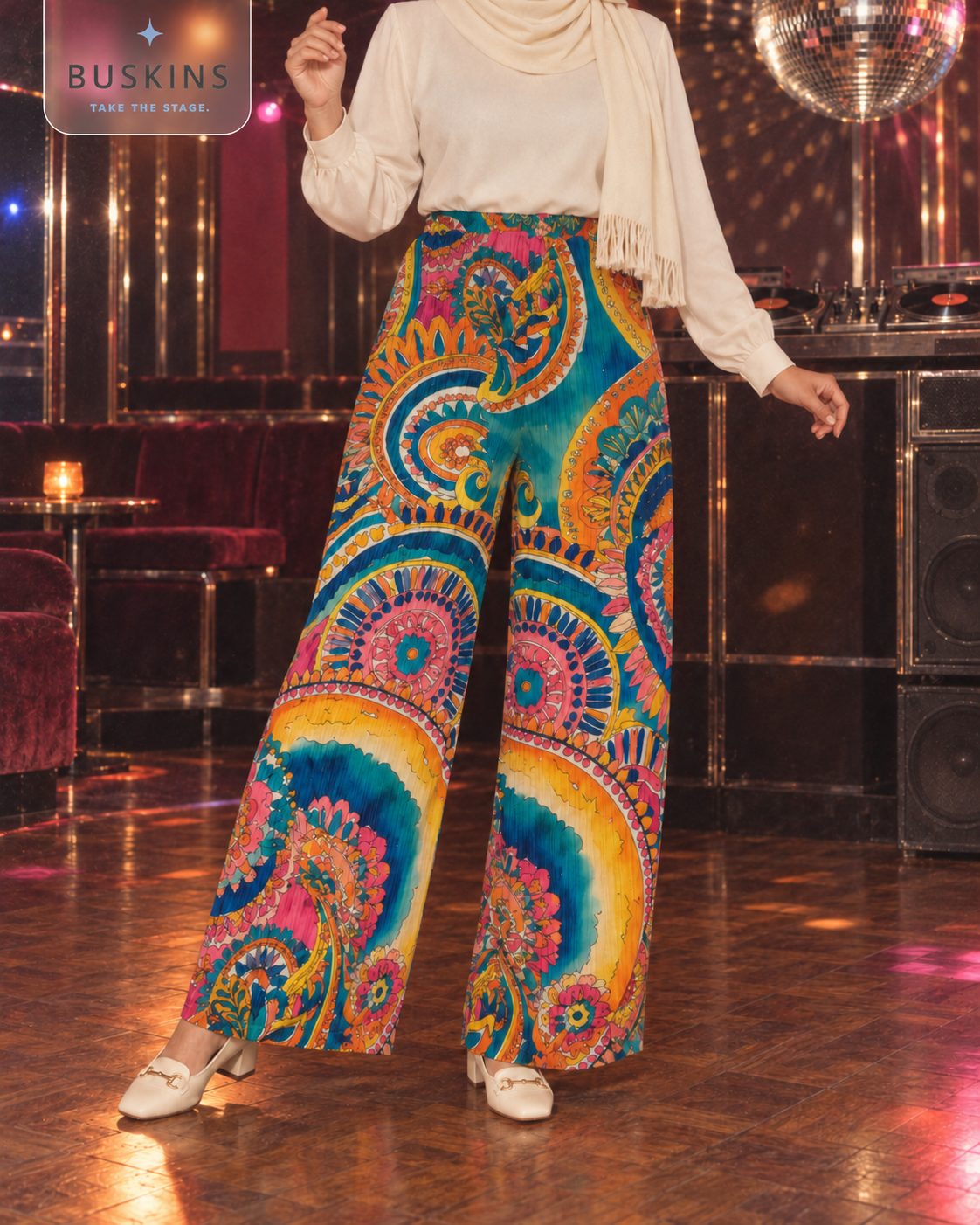 SOLARA Printed Wide-Leg Pants
