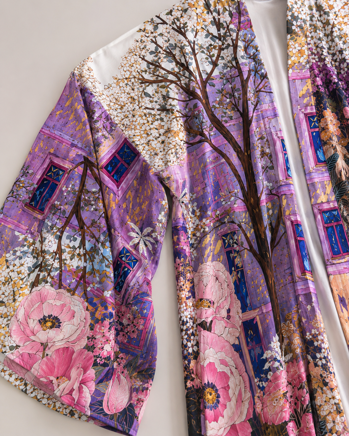 Lavender Garden Printed Kimono