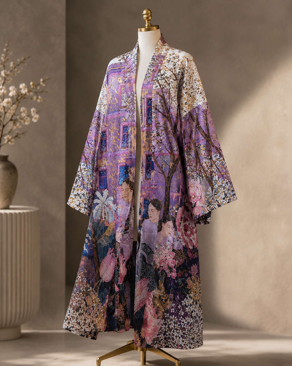 Lavender Garden Printed Kimono