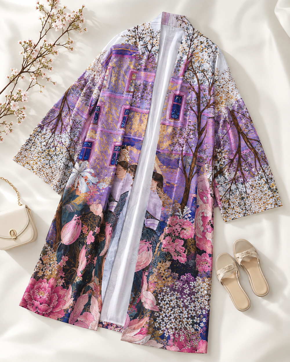Lavender Garden Printed Kimono