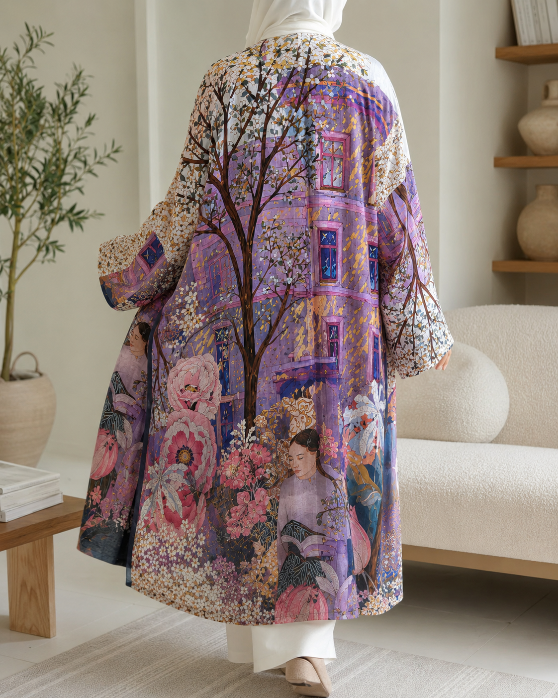 Lavender Garden Printed Kimono