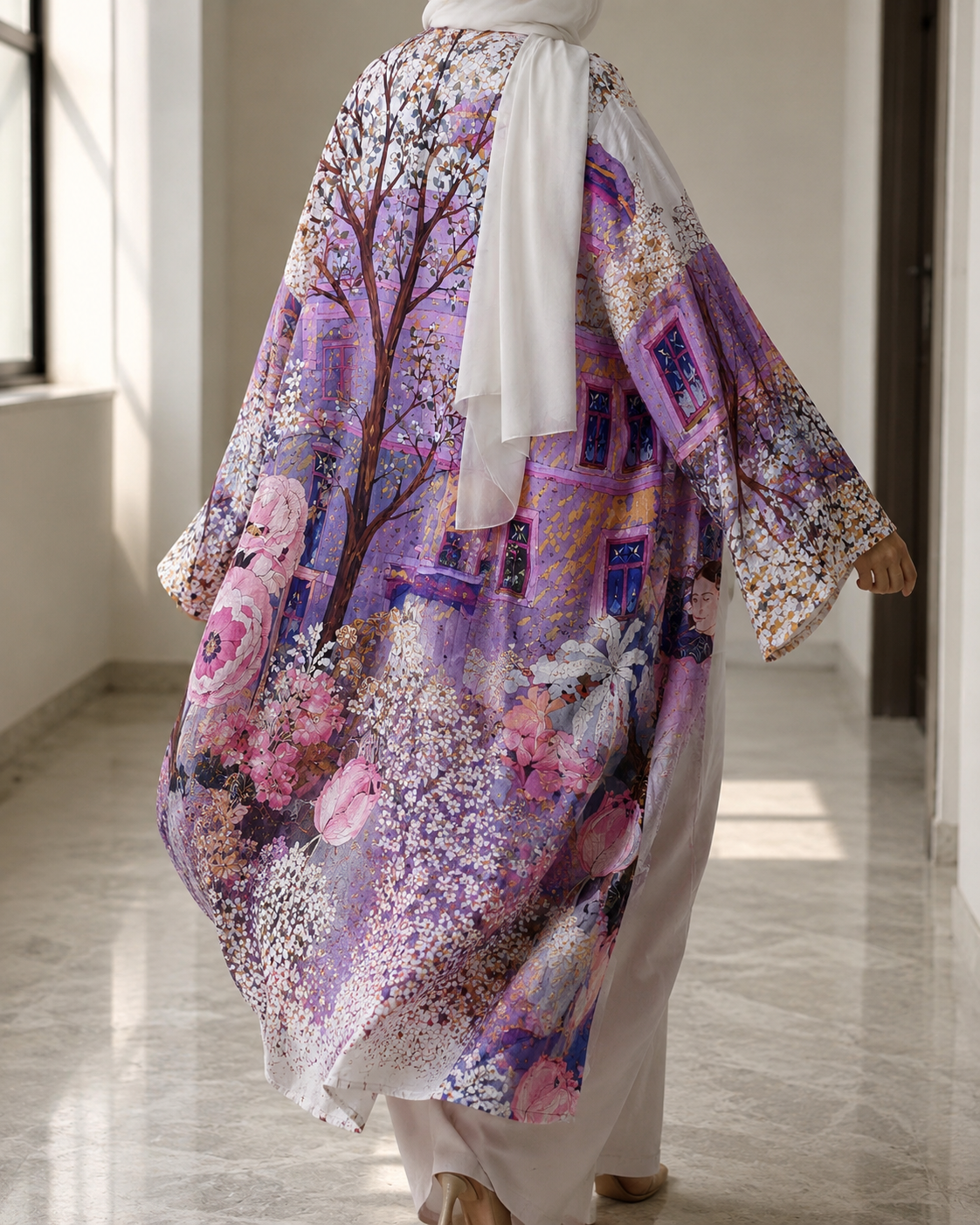 Lavender Garden Printed Kimono
