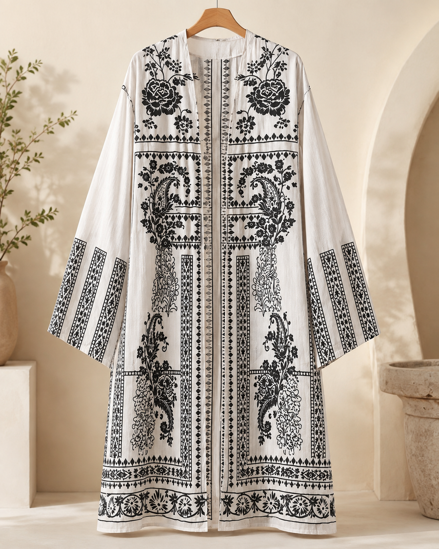 Noir Bloom Printed Kimono