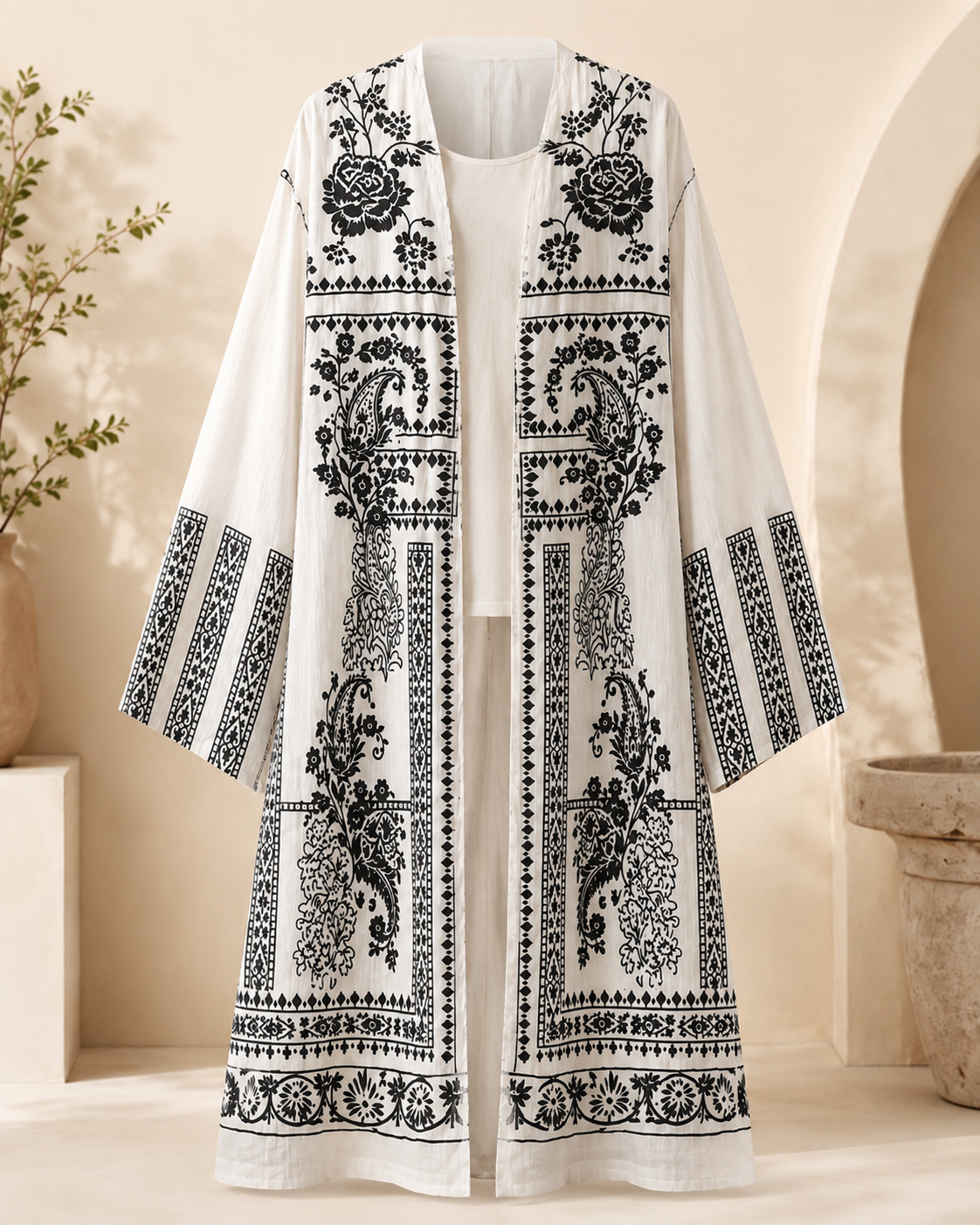 Noir Bloom Printed Kimono