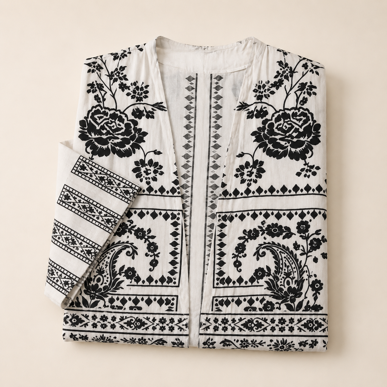 Noir Bloom Printed Kimono