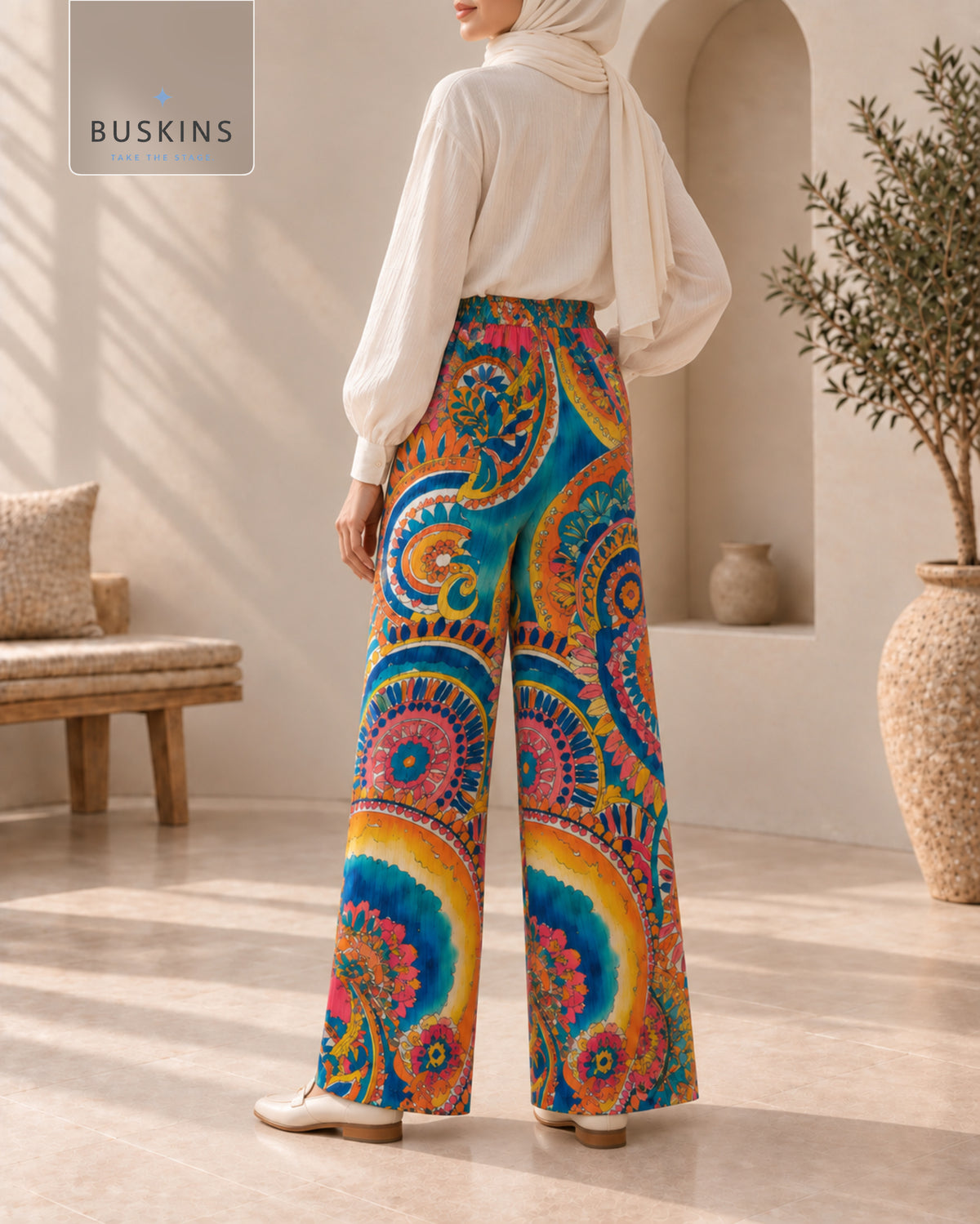 SOLARA Printed Wide-Leg Pants